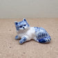 Handcrafted Blue & White Porcelain Cat Figurine: Collectible Ceramic Kitty