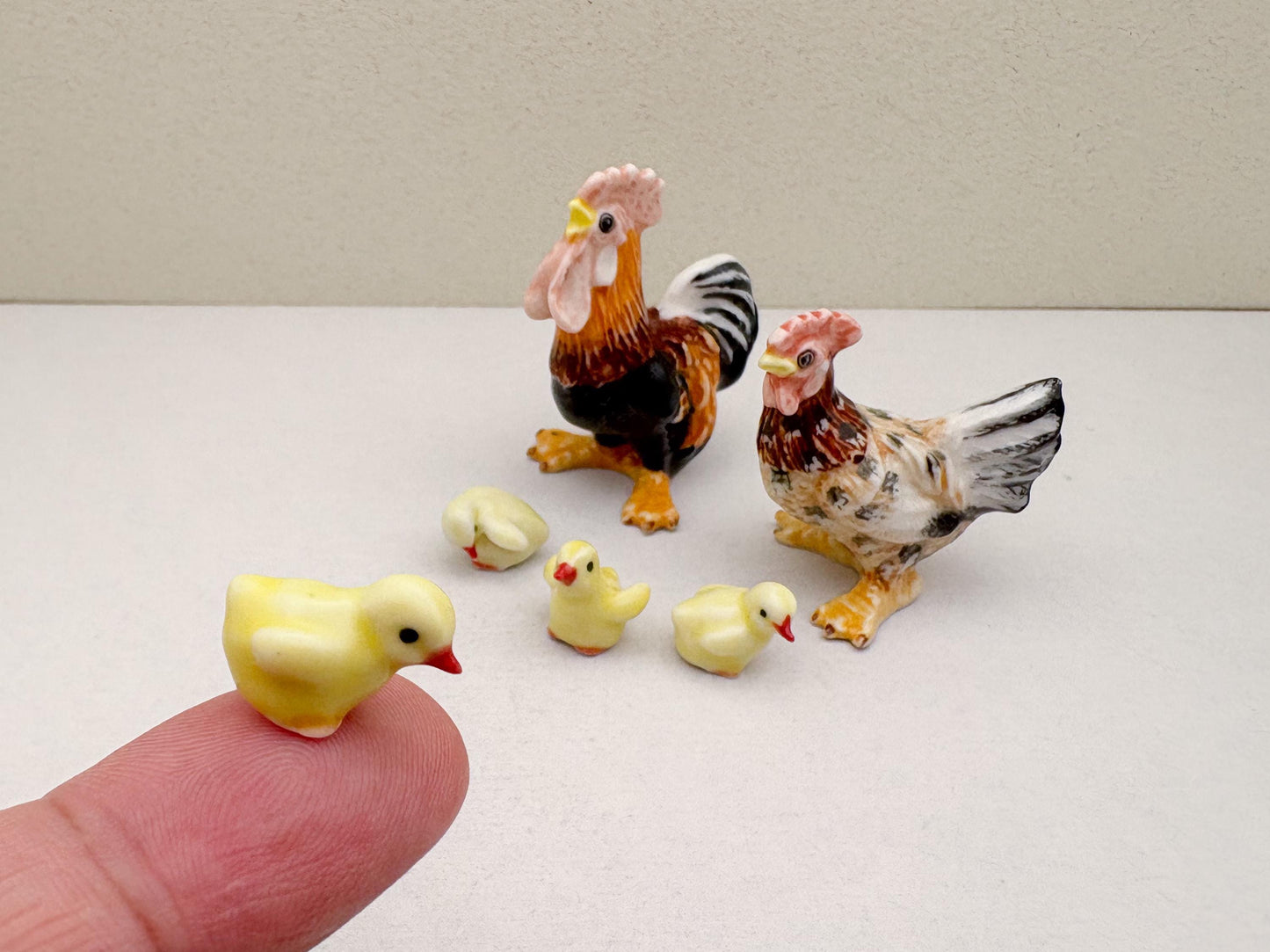 Rooster & Hen with Baby Chicks