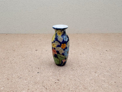 Hand-Painted Miniature Ceramic Floral Vase: Dollhouse Decor, Gift