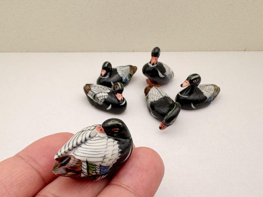 Ceramic Duck Figurines – Miniature Hand Painted Ducks | Colorful Shelf Decor