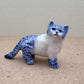 Handcrafted Blue & White Porcelain Cat Figurine: Collectible Ceramic Kitty