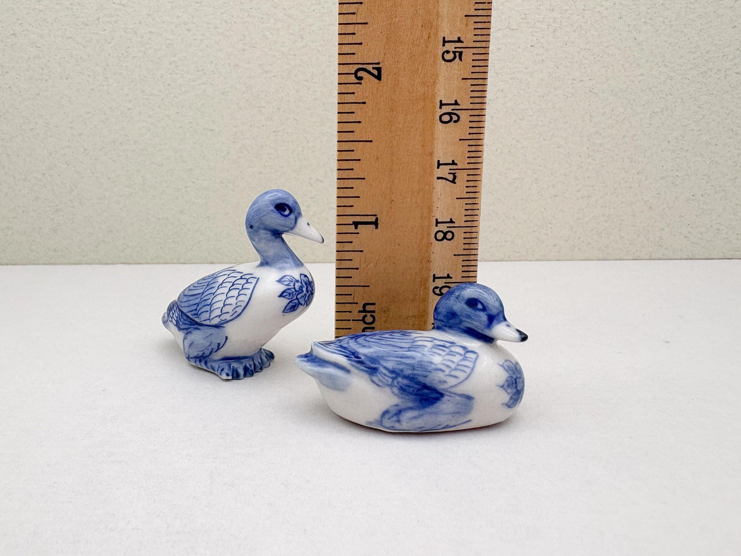 Mini Painted Blue & White Ducks