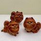Ceramic Reddish-Brown Pomeranian Figurine Trio – Adorable Dog Statues in Standing, Sitting and Laying Poses, Perfect for Home Décor