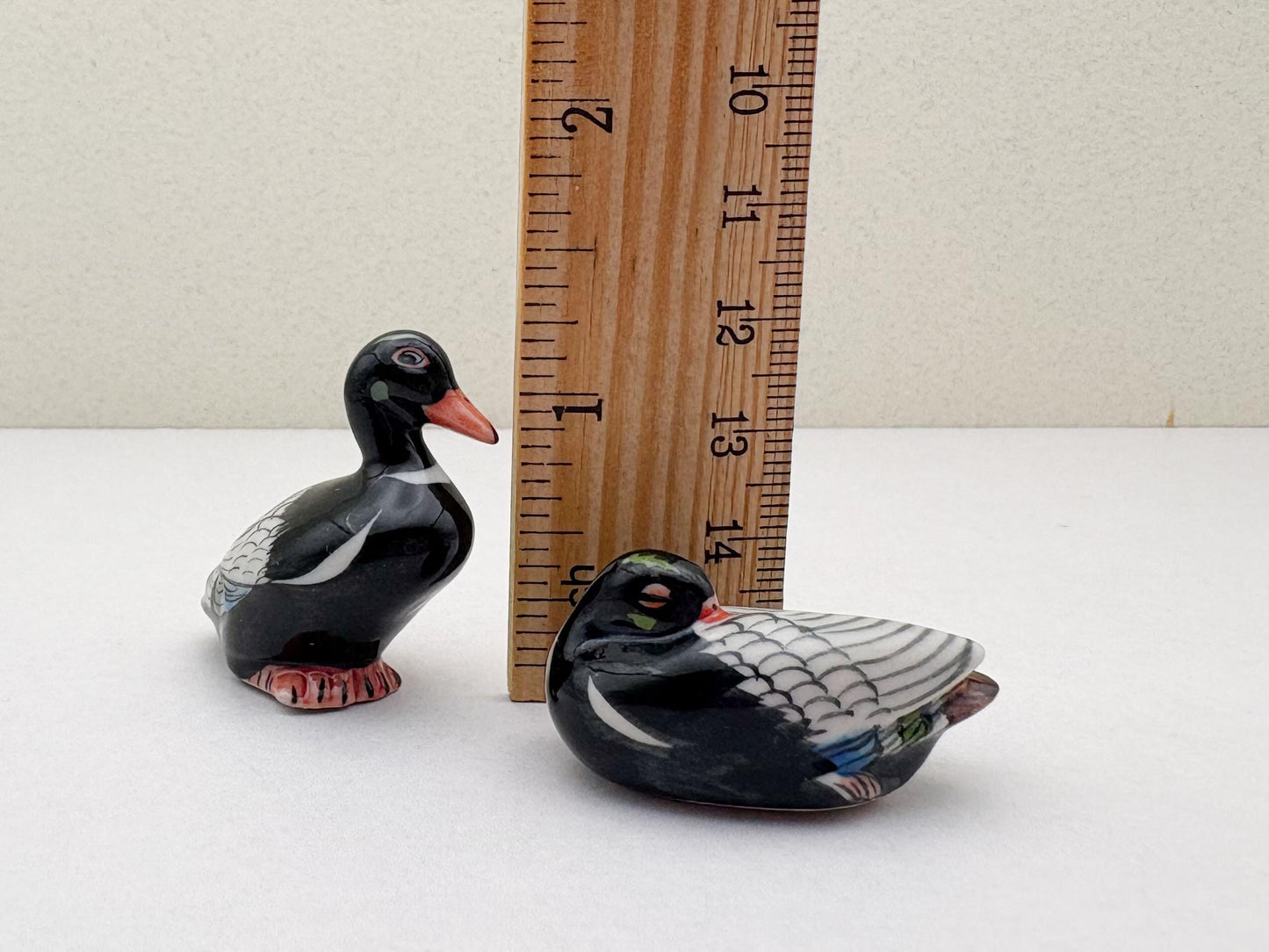 Ceramic Duck Figurines – Miniature Hand Painted Ducks | Colorful Shelf Decor