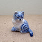 Handcrafted Blue & White Porcelain Cat Figurine: Collectible Ceramic Kitty