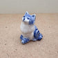Handcrafted Blue & White Porcelain Cat Figurine: Collectible Ceramic Kitty