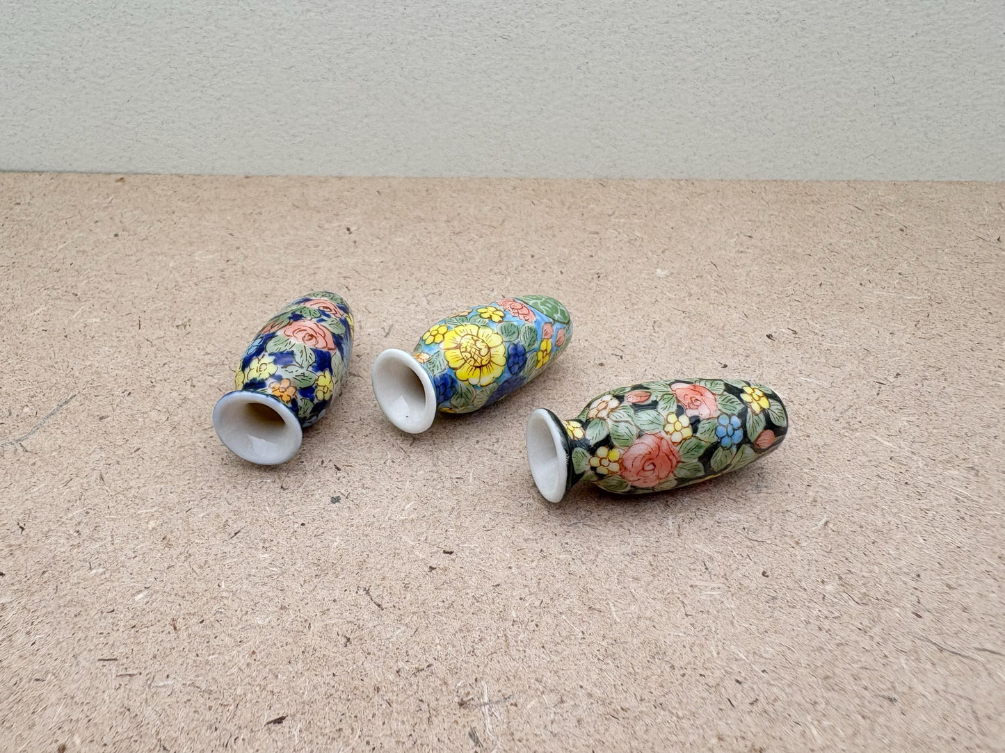 Hand-Painted Miniature Ceramic Floral Vase: Dollhouse Decor, Gift