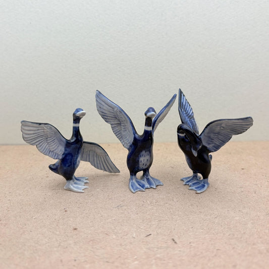 Set of 3 Mini  Blue Ducks