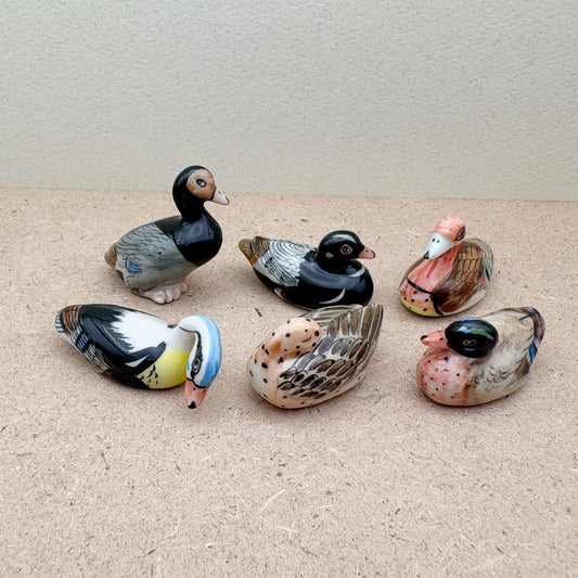 Hand-Painted Miniature Ceramic Duck Figurines
