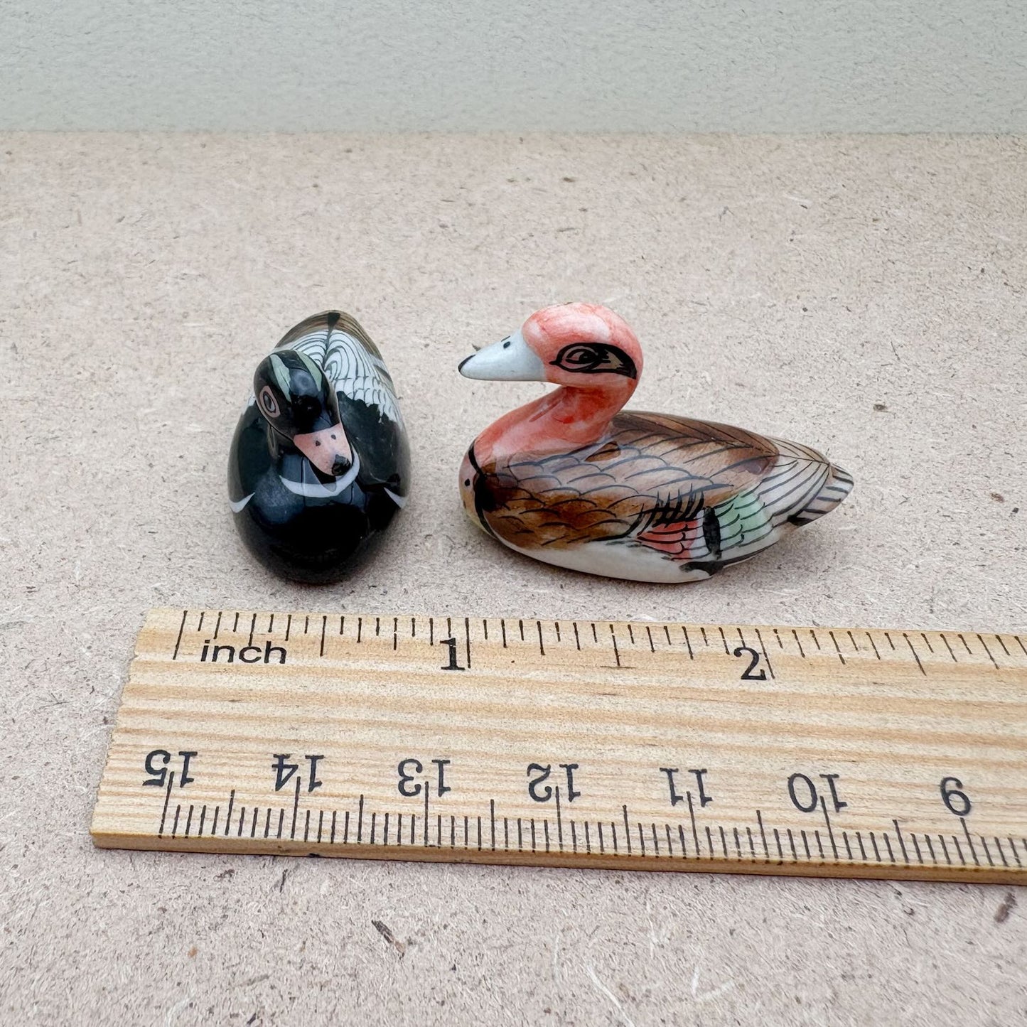 Hand-Painted Miniature Ceramic Duck Figurines