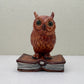 Matte Wise Owl Ceramic Figurine on Book