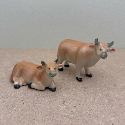 2 Cow Ceramic Figurines Miniature Statue