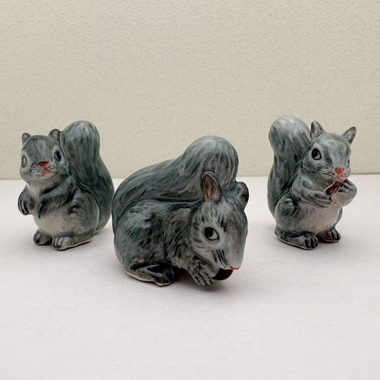 Gray Squirrels, set of 3