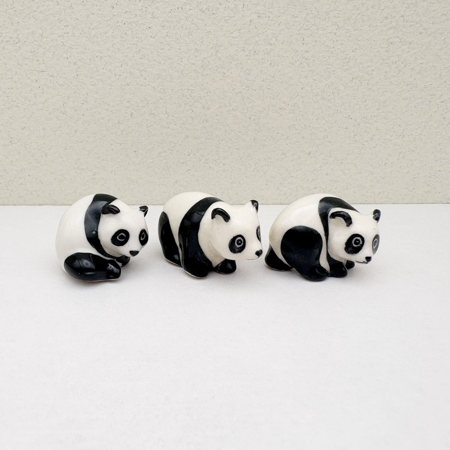 Set of 6 Panda Bear Ceramic Figurine Statue