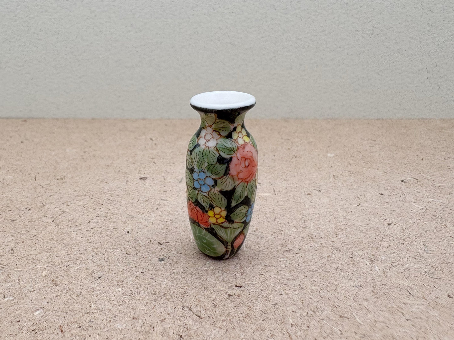 Hand-Painted Miniature Ceramic Floral Vase: Dollhouse Decor, Gift