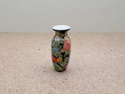 Hand-Painted Miniature Ceramic Floral Vase: Dollhouse Decor, Gift