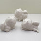 Charming White Ceramic Pomeranian Figurine Set, Trio of Lifelike Dog Figurines in Unique Poses, Ideal for Pet Lovers, Home Decor Enthusiasts