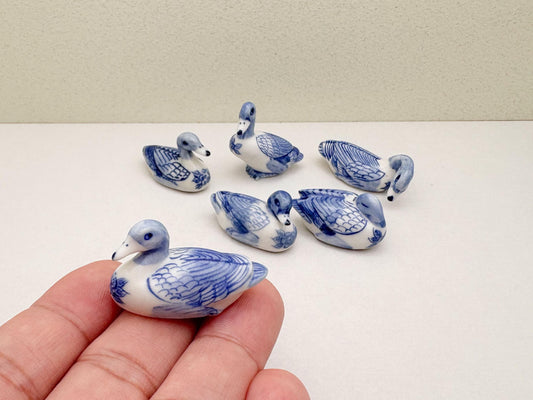 Mini Painted Blue & White Ducks