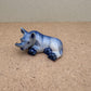 Blue Ceramic Rhino Figurine Set, Safari Animal Decor