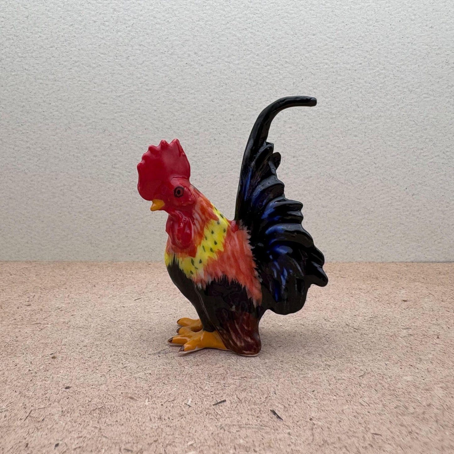 Ceramic Roosters Figurines: Colorful Farmhouse Decor Set