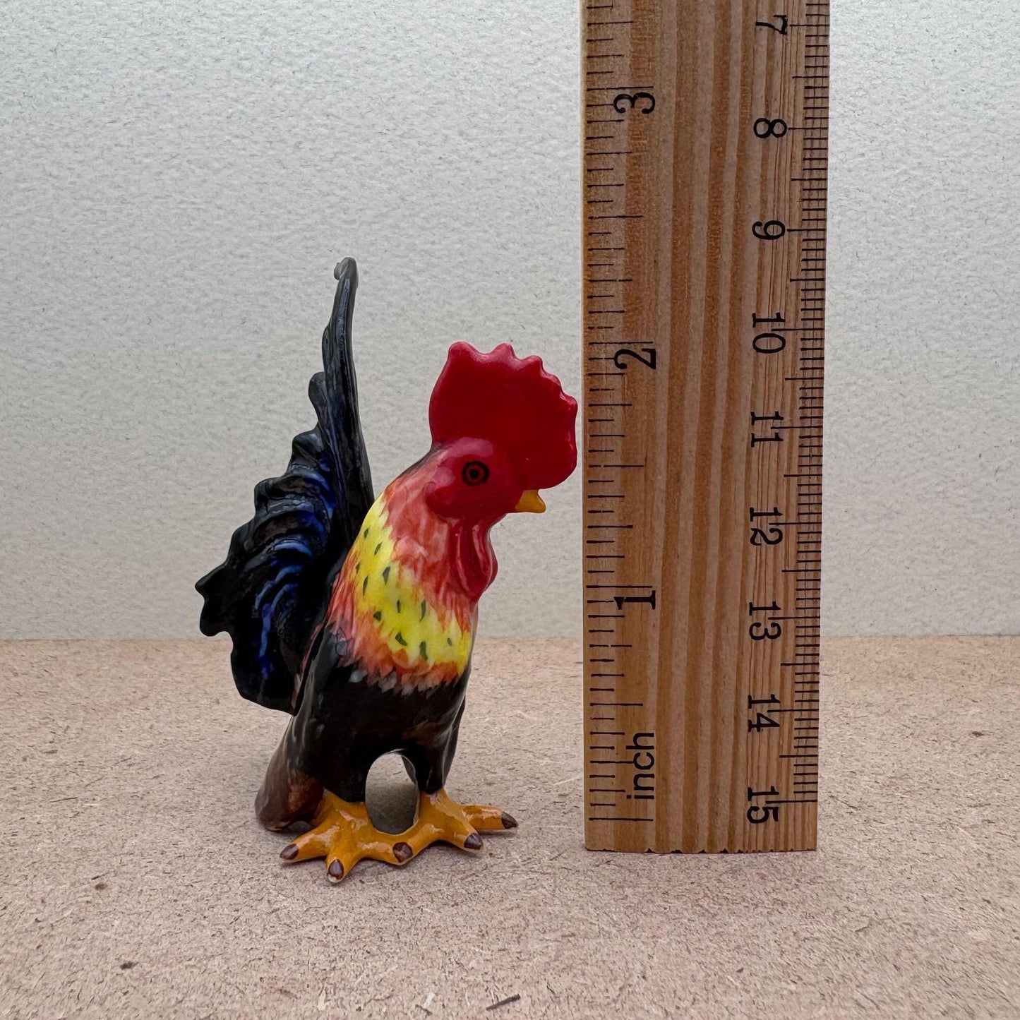 Ceramic Roosters Figurines: Colorful Farmhouse Decor Set