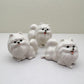 Charming White Ceramic Pomeranian Figurine Set, Trio of Lifelike Dog Figurines in Unique Poses, Ideal for Pet Lovers, Home Decor Enthusiasts