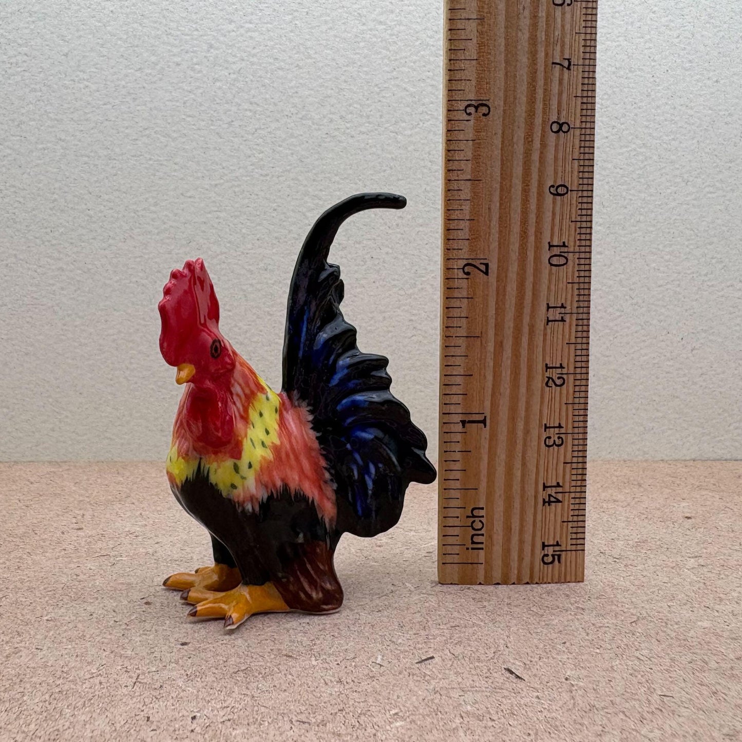 Ceramic Roosters Figurines: Colorful Farmhouse Decor Set