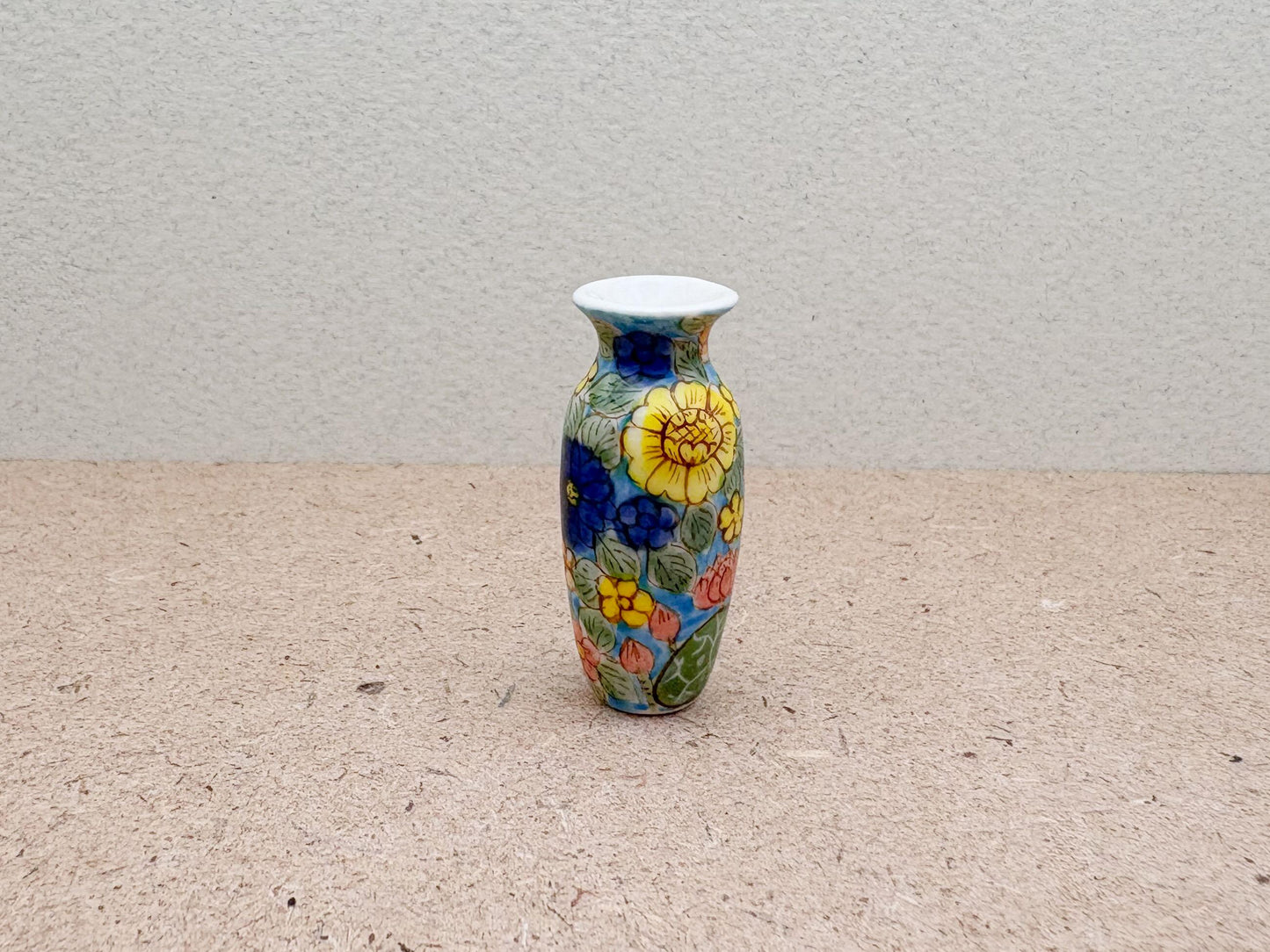 Hand-Painted Miniature Ceramic Floral Vase: Dollhouse Decor, Gift