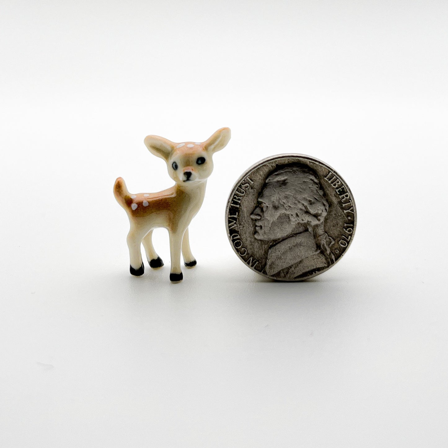 Ceramic Tiny Baby Deer Figurine Miniature Wild Animal MarkSister