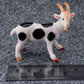 2 Goat Figurine Ceramic Animal Statue White with Black Dot