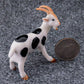 2 Goat Figurine Ceramic Animal Statue White with Black Dot