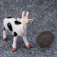 2 Goat Figurine Ceramic Animal Statue White with Black Dot