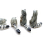 Set of 4 Raccoon Ceramic Figurine Animal Miniature Statue