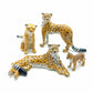 Cheetah Tiger Family Ceramic Figurine Wild Statue