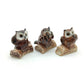Set of 3 Owl Bird on Evil Ceramic Figurine Miniature Statue