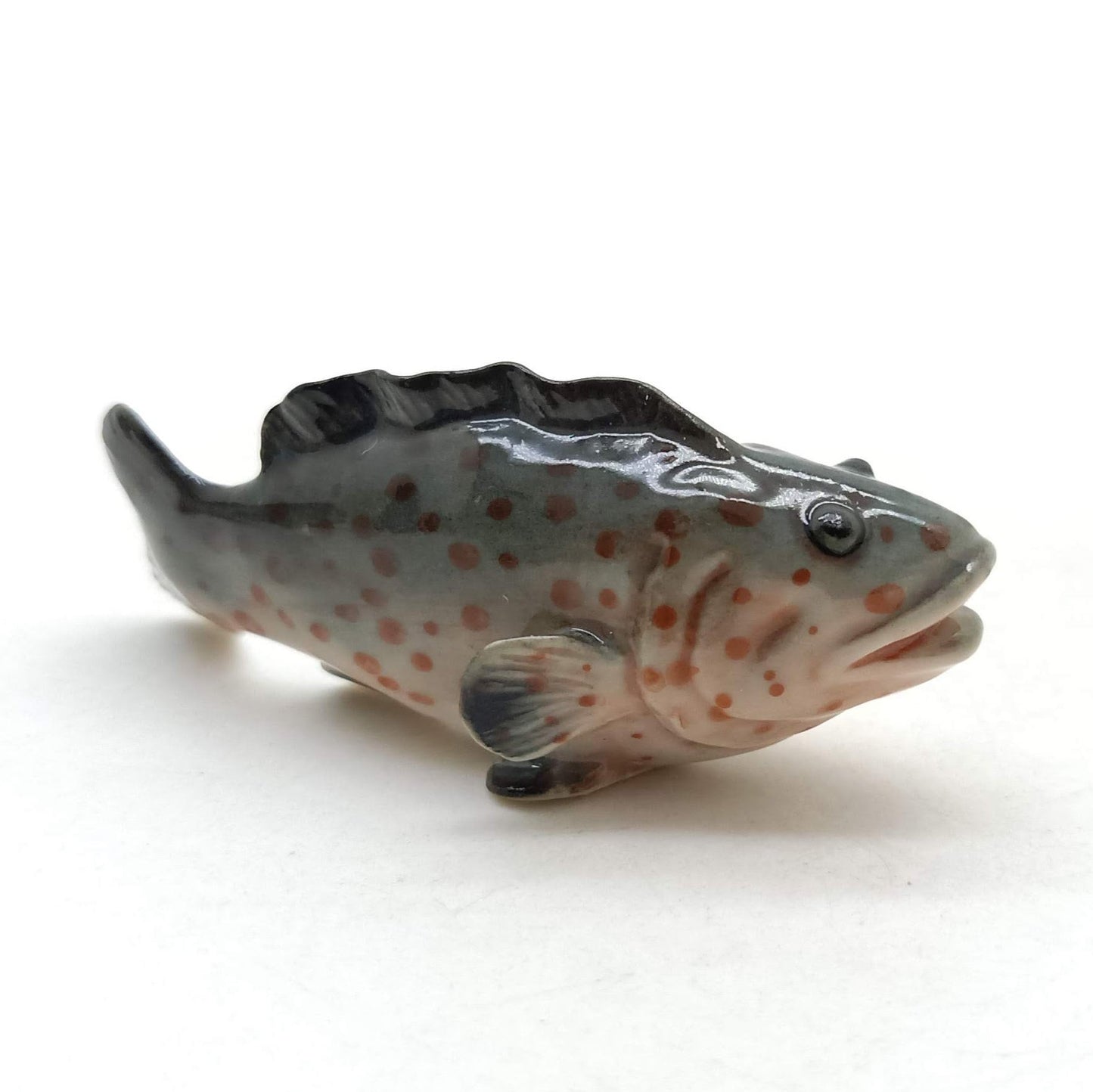 3 Grouper Fish Ceramic Figurines Miniature Statue