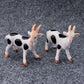 2 Goat Figurine Ceramic Animal Statue White with Black Dot