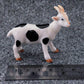 2 Goat Figurine Ceramic Animal Statue White with Black Dot