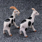 2 Goat Figurine Ceramic Animal Statue White with Black Dot