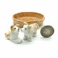 Set of 4 Brown Collie Dog Ceramic Figurine Miniature Puppy with Basket Statue