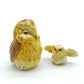 Yellowish Brown Owl with baby Ceramic Figurines