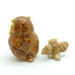 Yellowish Brown Owl with baby Ceramic Figurines