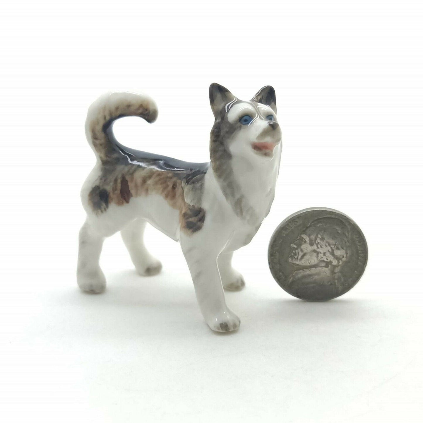 Set of 3 Siberian Husky Alaskan Malamute Dog Ceramic Figurine Animal Statue