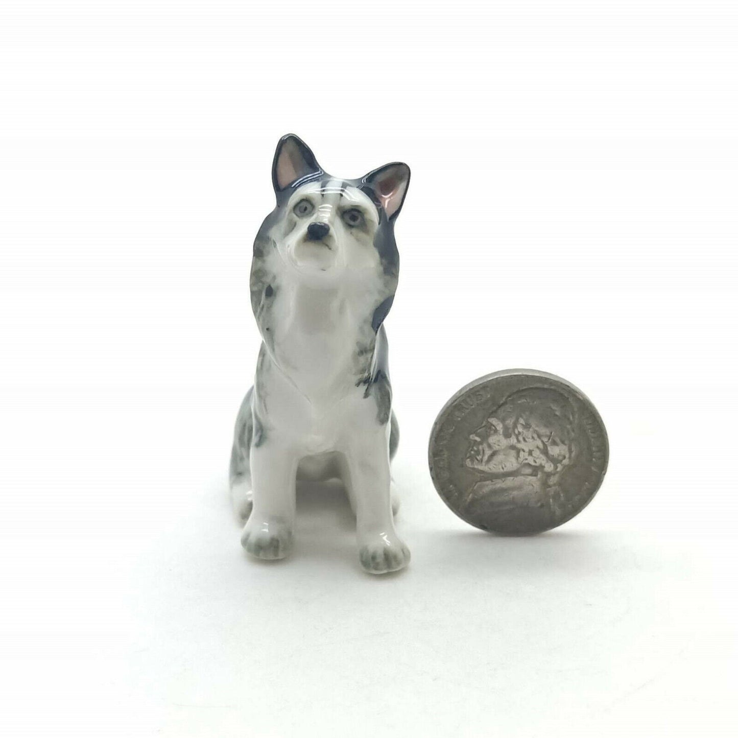 Set of 3 Siberian Husky Alaskan Malamute Dog Ceramic Figurine Animal Statue