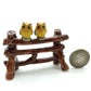 2 Owls on Fence Ceramic Figurine