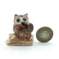 Set of 3 Owl Bird on Evil Ceramic Figurine Miniature Statue