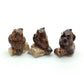 Set of 3 Owl Bird on Evil Ceramic Figurine Miniature Statue
