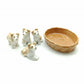 Set of 4 Brown Collie Dog Ceramic Figurine Miniature Puppy with Basket Statue