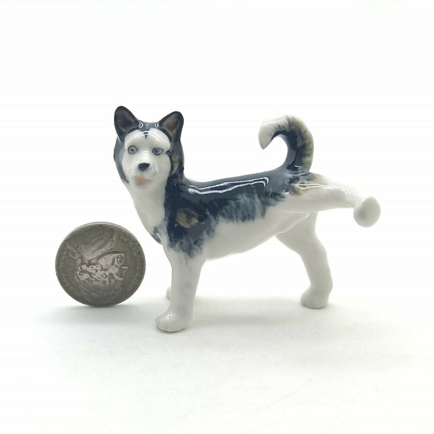 Set of 3 Siberian Husky Alaskan Malamute Dog Ceramic Figurine Animal Statue