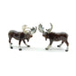 Set of 2 Moose Figurine Ceramic Wild Elk Miniature Statue